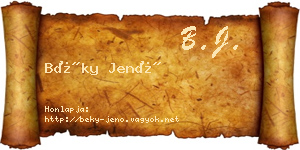 Béky Jenő névjegykártya